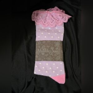Matilda Jane Pink and Lavender Polka Dot Socks-Size LARGE